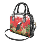 Personalised Palm Cockatoo Australia Christmas Shoulder Handbag Merry Chrissie - Banksia Flowers