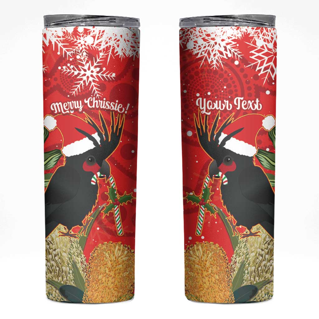 Personalised Palm Cockatoo Australia Christmas Skinny Tumbler Merry Chrissie - Banksia Flowers