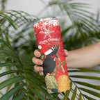 Personalised Palm Cockatoo Australia Christmas Skinny Tumbler Merry Chrissie - Banksia Flowers