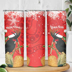 Personalised Palm Cockatoo Australia Christmas Skinny Tumbler Merry Chrissie - Banksia Flowers