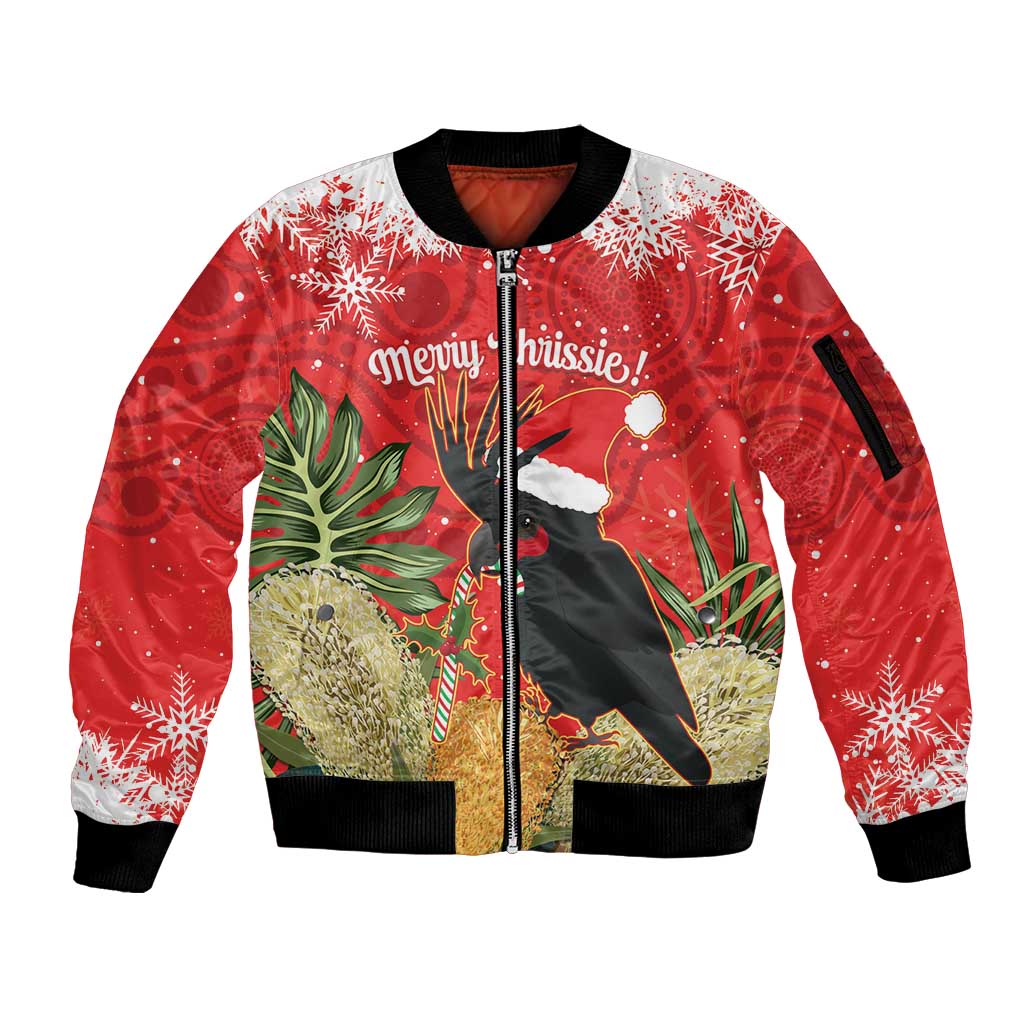 Personalised Palm Cockatoo Australia Christmas Sleeve Zip Bomber Jacket Merry Chrissie - Banksia Flowers