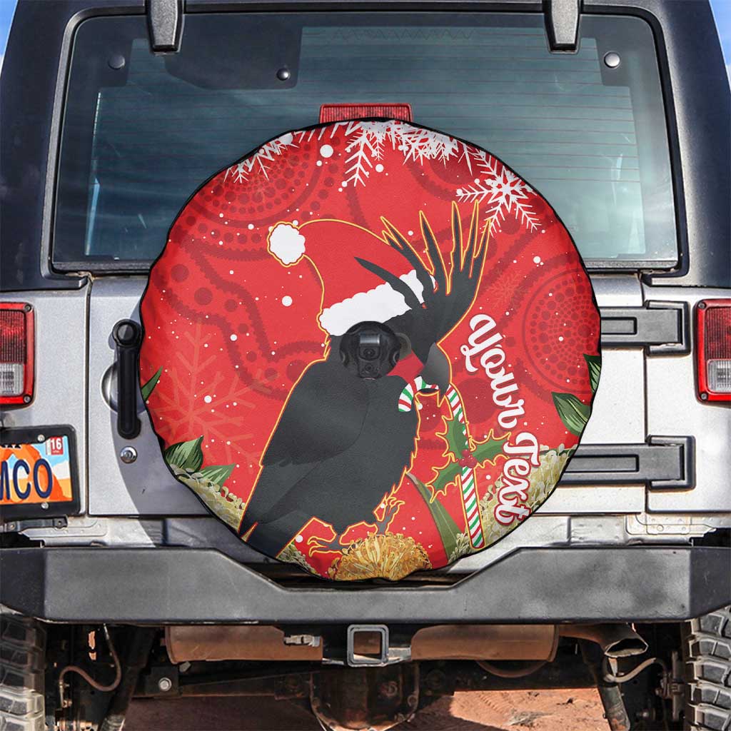 Personalised Palm Cockatoo Australia Christmas Spare Tire Cover Merry Chrissie - Banksia Flowers