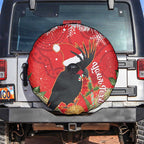Personalised Palm Cockatoo Australia Christmas Spare Tire Cover Merry Chrissie - Banksia Flowers