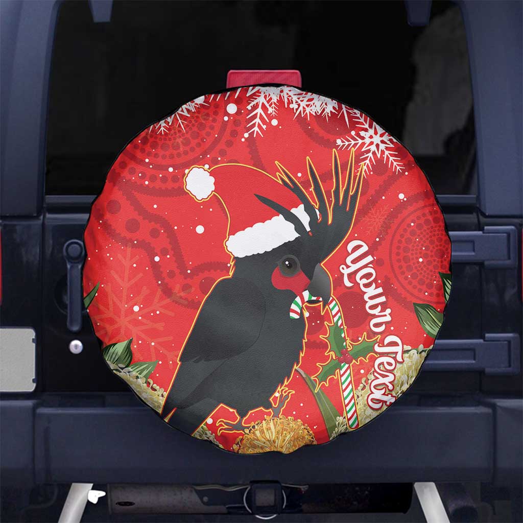Personalised Palm Cockatoo Australia Christmas Spare Tire Cover Merry Chrissie - Banksia Flowers