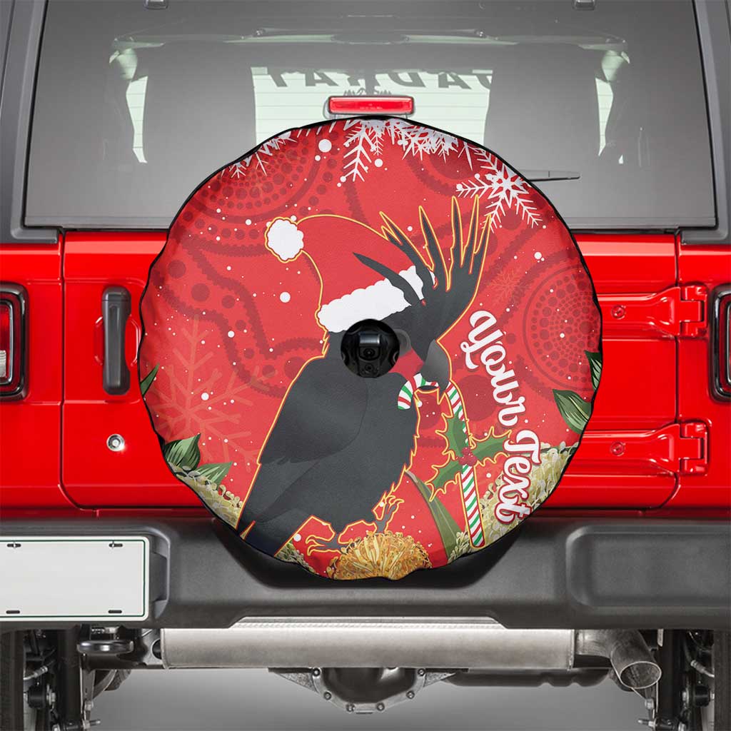 Personalised Palm Cockatoo Australia Christmas Spare Tire Cover Merry Chrissie - Banksia Flowers