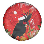 Personalised Palm Cockatoo Australia Christmas Spare Tire Cover Merry Chrissie - Banksia Flowers
