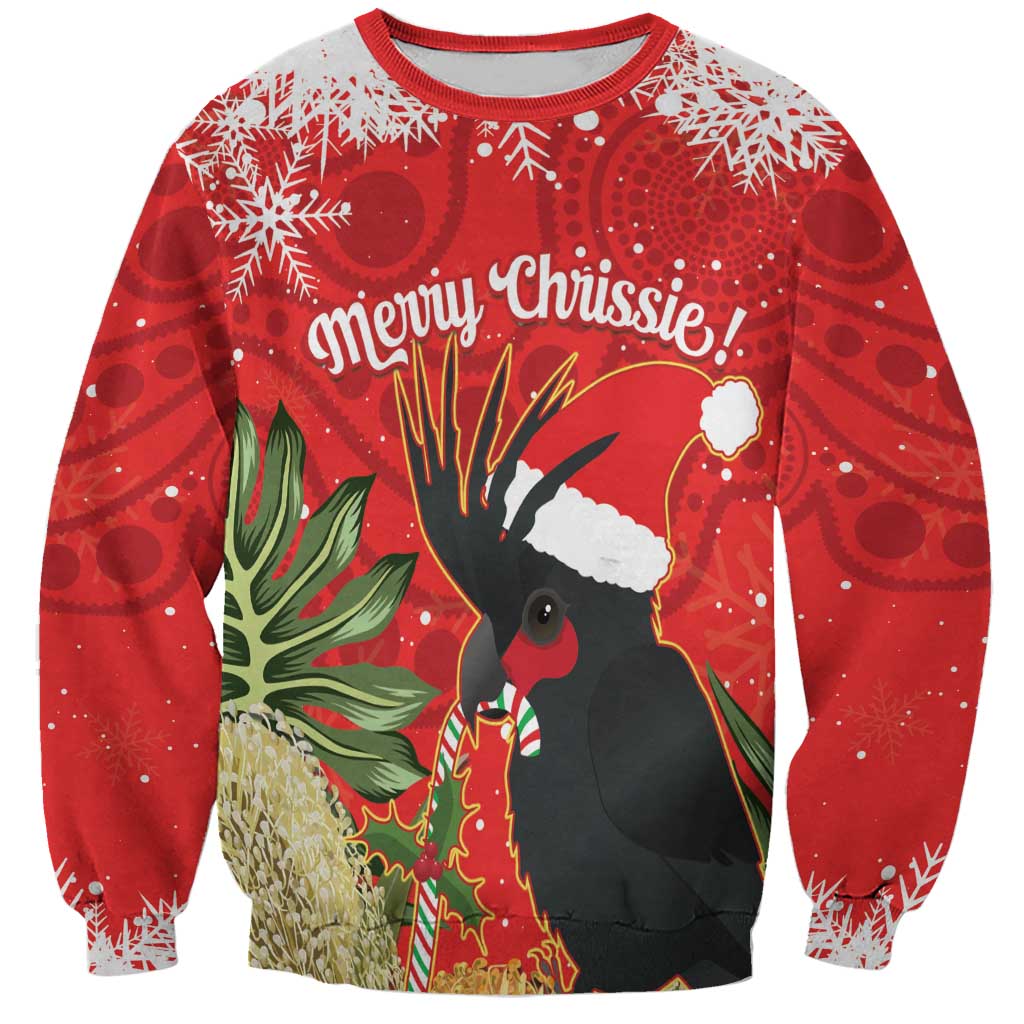 Personalised Palm Cockatoo Australia Christmas Sweatshirt Merry Chrissie - Banksia Flowers