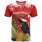 Personalised Palm Cockatoo Australia Christmas T Shirt Merry Chrissie - Banksia Flowers