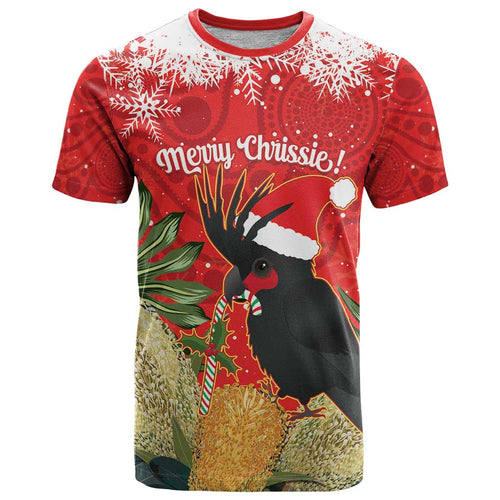 Personalised Palm Cockatoo Australia Christmas T Shirt Merry Chrissie - Banksia Flowers