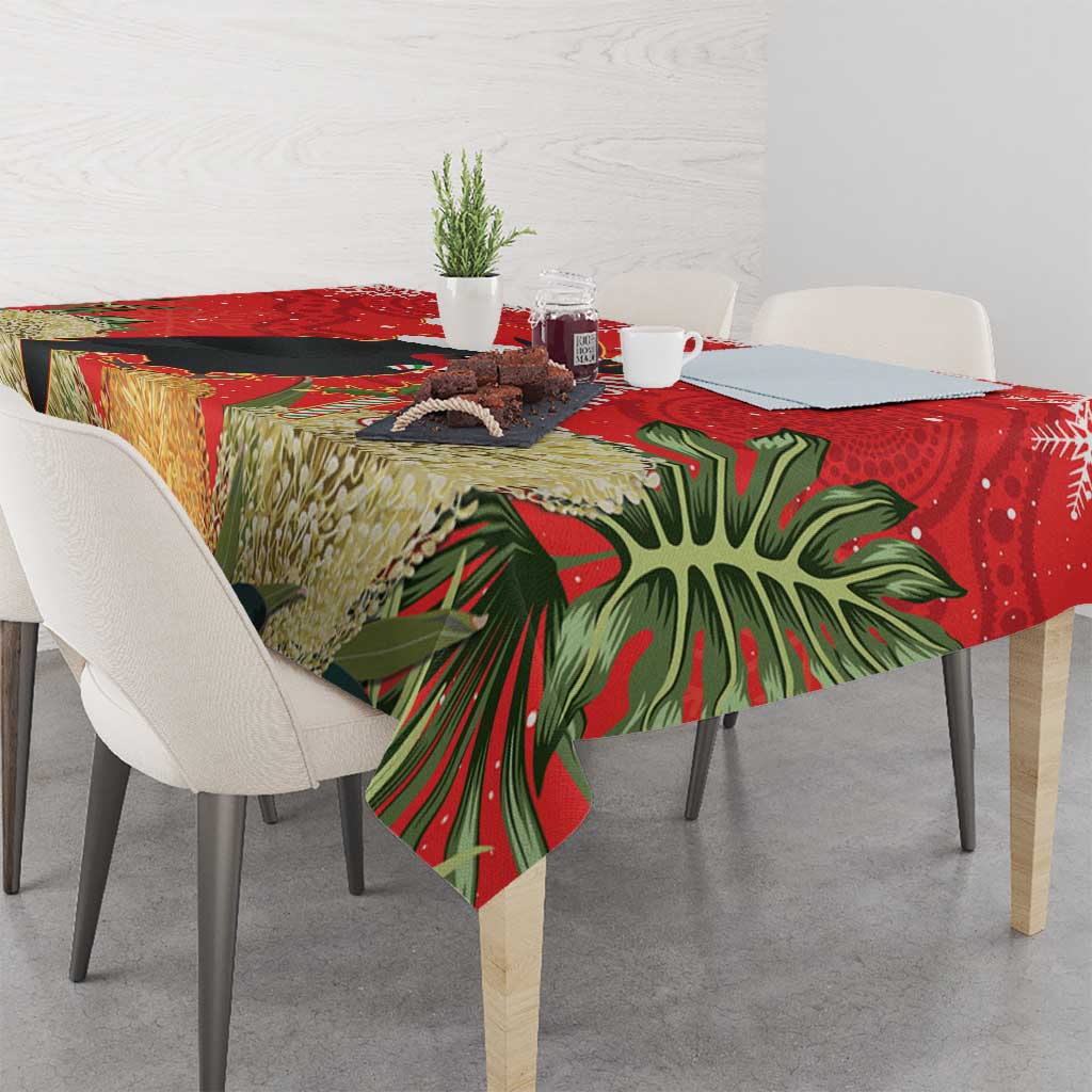 Personalised Palm Cockatoo Australia Christmas Tablecloth Merry Chrissie - Banksia Flowers