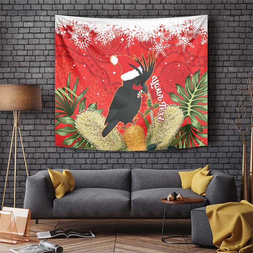 Personalised Palm Cockatoo Australia Christmas Tapestry Merry Chrissie - Banksia Flowers