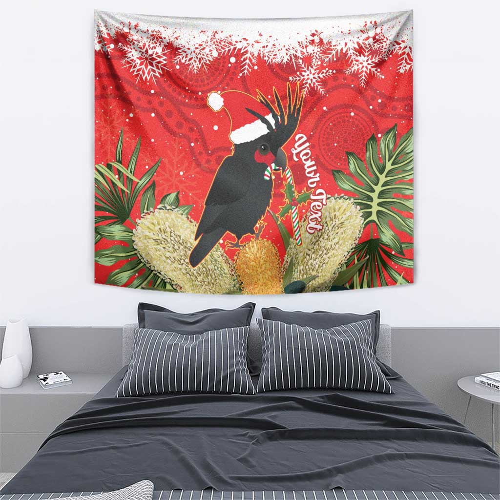 Personalised Palm Cockatoo Australia Christmas Tapestry Merry Chrissie - Banksia Flowers