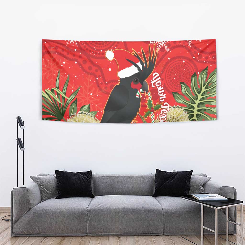 Personalised Palm Cockatoo Australia Christmas Tapestry Merry Chrissie - Banksia Flowers
