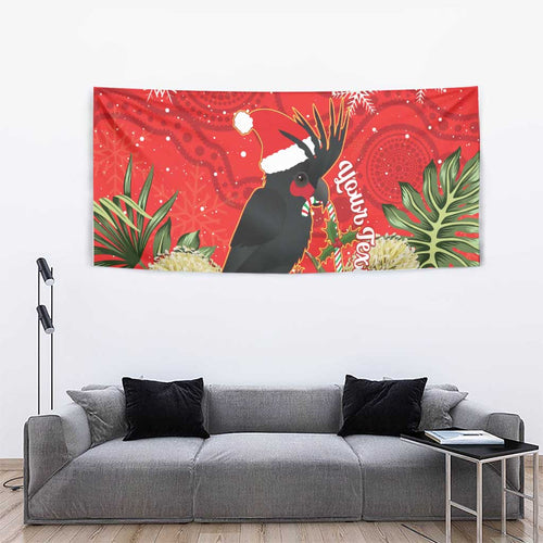 Personalised Palm Cockatoo Australia Christmas Tapestry Merry Chrissie - Banksia Flowers