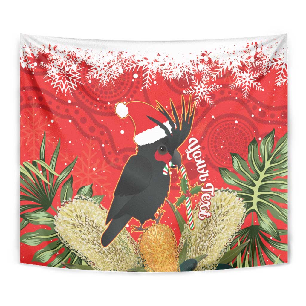 Personalised Palm Cockatoo Australia Christmas Tapestry Merry Chrissie - Banksia Flowers