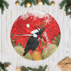 Personalised Palm Cockatoo Australia Christmas Tree Skirt Merry Chrissie - Banksia Flowers