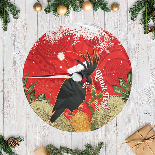 Personalised Palm Cockatoo Australia Christmas Tree Skirt Merry Chrissie - Banksia Flowers