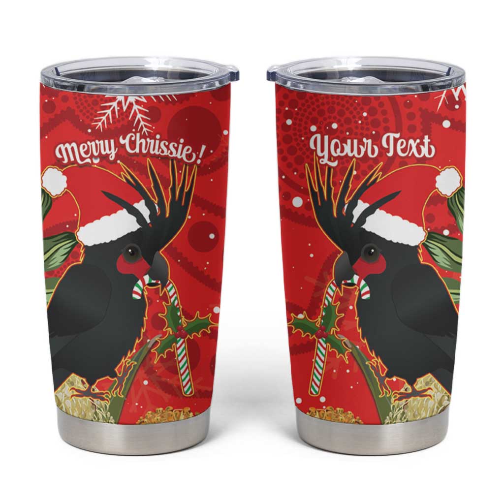 Personalised Palm Cockatoo Australia Christmas Tumbler Cup Merry Chrissie - Banksia Flowers