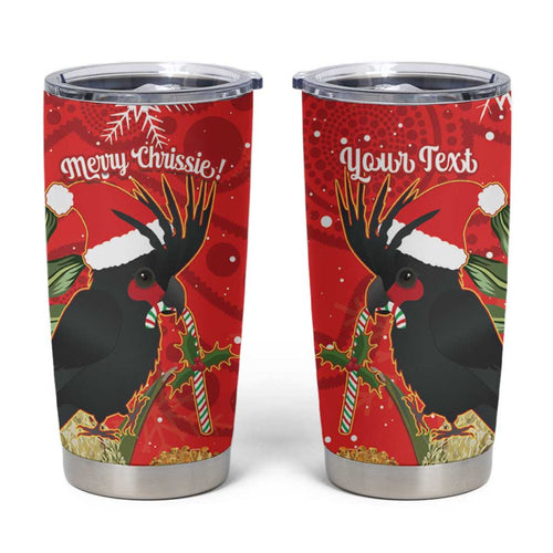 Personalised Palm Cockatoo Australia Christmas Tumbler Cup Merry Chrissie - Banksia Flowers