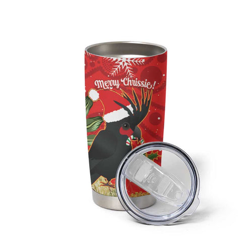 Personalised Palm Cockatoo Australia Christmas Tumbler Cup Merry Chrissie - Banksia Flowers