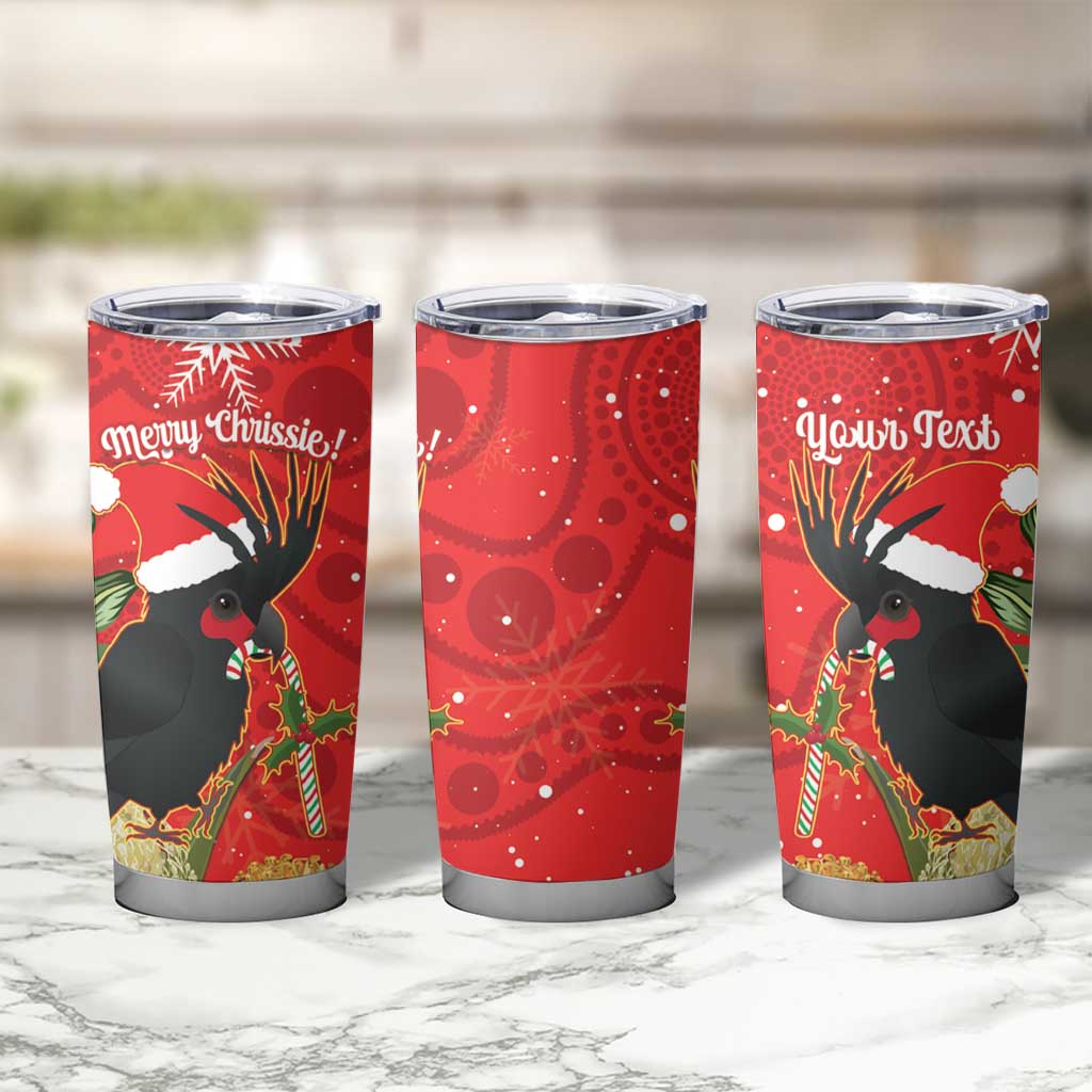 Personalised Palm Cockatoo Australia Christmas Tumbler Cup Merry Chrissie - Banksia Flowers