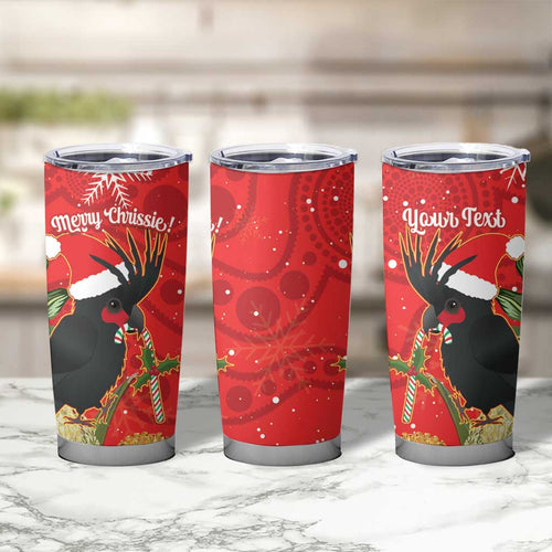 Personalised Palm Cockatoo Australia Christmas Tumbler Cup Merry Chrissie - Banksia Flowers