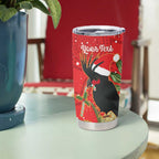 Personalised Palm Cockatoo Australia Christmas Tumbler Cup Merry Chrissie - Banksia Flowers