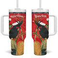 Personalised Palm Cockatoo Australia Christmas Tumbler With Handle Merry Chrissie - Banksia Flowers