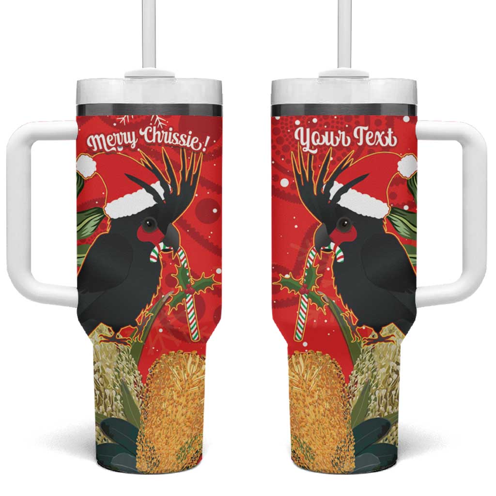 Personalised Palm Cockatoo Australia Christmas Tumbler With Handle Merry Chrissie - Banksia Flowers