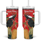 Personalised Palm Cockatoo Australia Christmas Tumbler With Handle Merry Chrissie - Banksia Flowers