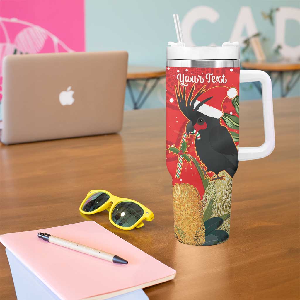 Personalised Palm Cockatoo Australia Christmas Tumbler With Handle Merry Chrissie - Banksia Flowers