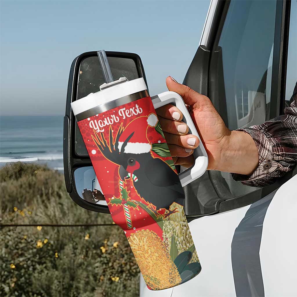 Personalised Palm Cockatoo Australia Christmas Tumbler With Handle Merry Chrissie - Banksia Flowers