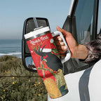 Personalised Palm Cockatoo Australia Christmas Tumbler With Handle Merry Chrissie - Banksia Flowers