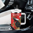 Personalised Palm Cockatoo Australia Christmas Tumbler With Handle Merry Chrissie - Banksia Flowers