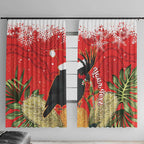 Personalised Palm Cockatoo Australia Christmas Window Curtain Merry Chrissie - Banksia Flowers