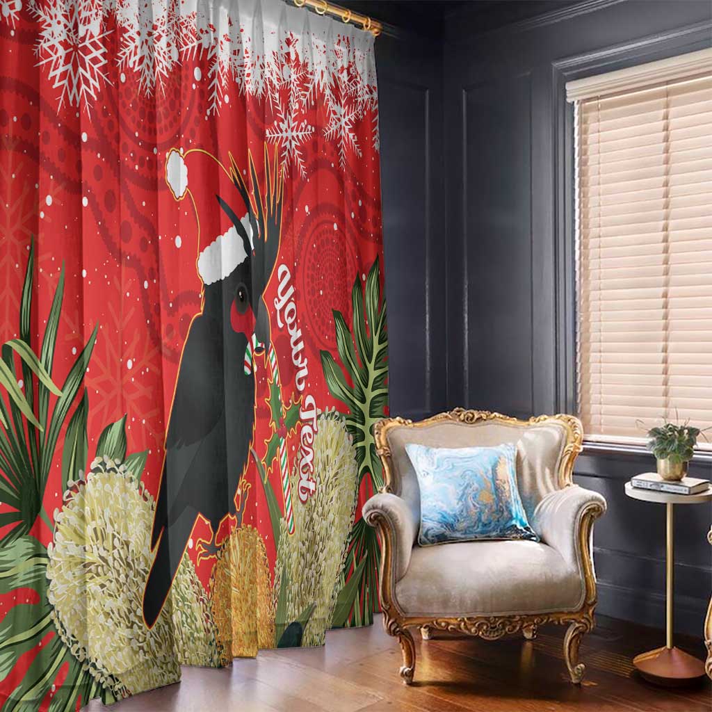 Personalised Palm Cockatoo Australia Christmas Window Curtain Merry Chrissie - Banksia Flowers