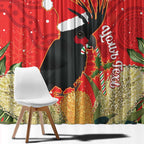 Personalised Palm Cockatoo Australia Christmas Window Curtain Merry Chrissie - Banksia Flowers