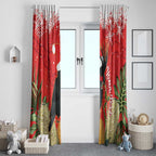 Personalised Palm Cockatoo Australia Christmas Window Curtain Merry Chrissie - Banksia Flowers