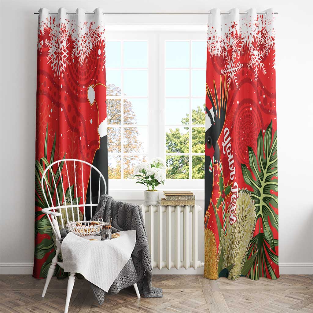 Personalised Palm Cockatoo Australia Christmas Window Curtain Merry Chrissie - Banksia Flowers