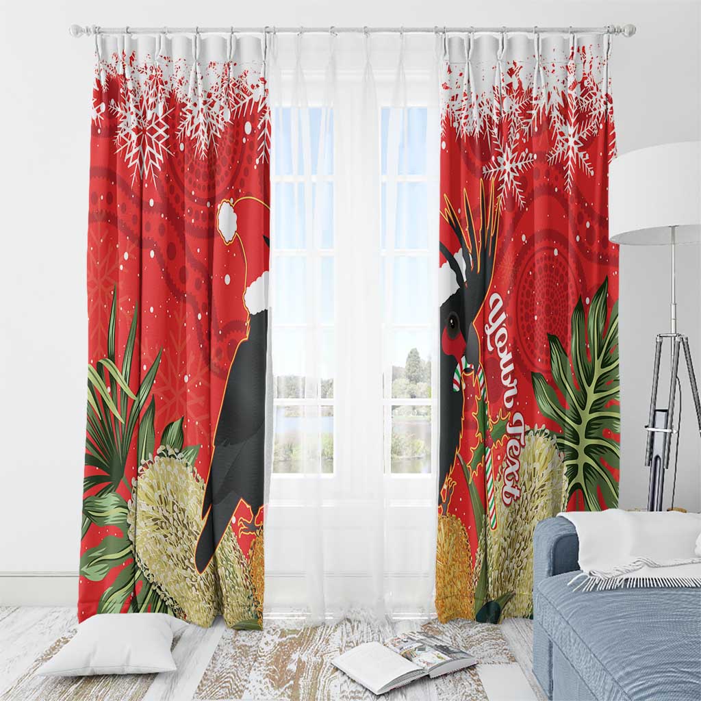 Personalised Palm Cockatoo Australia Christmas Window Curtain Merry Chrissie - Banksia Flowers