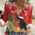 Personalised Palm Cockatoo Australia Christmas Women Casual Shirt Merry Chrissie - Banksia Flowers