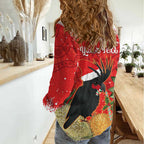 Personalised Palm Cockatoo Australia Christmas Women Casual Shirt Merry Chrissie - Banksia Flowers