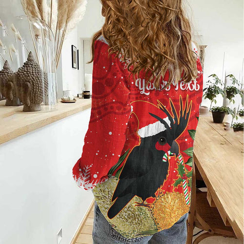Personalised Palm Cockatoo Australia Christmas Women Casual Shirt Merry Chrissie - Banksia Flowers