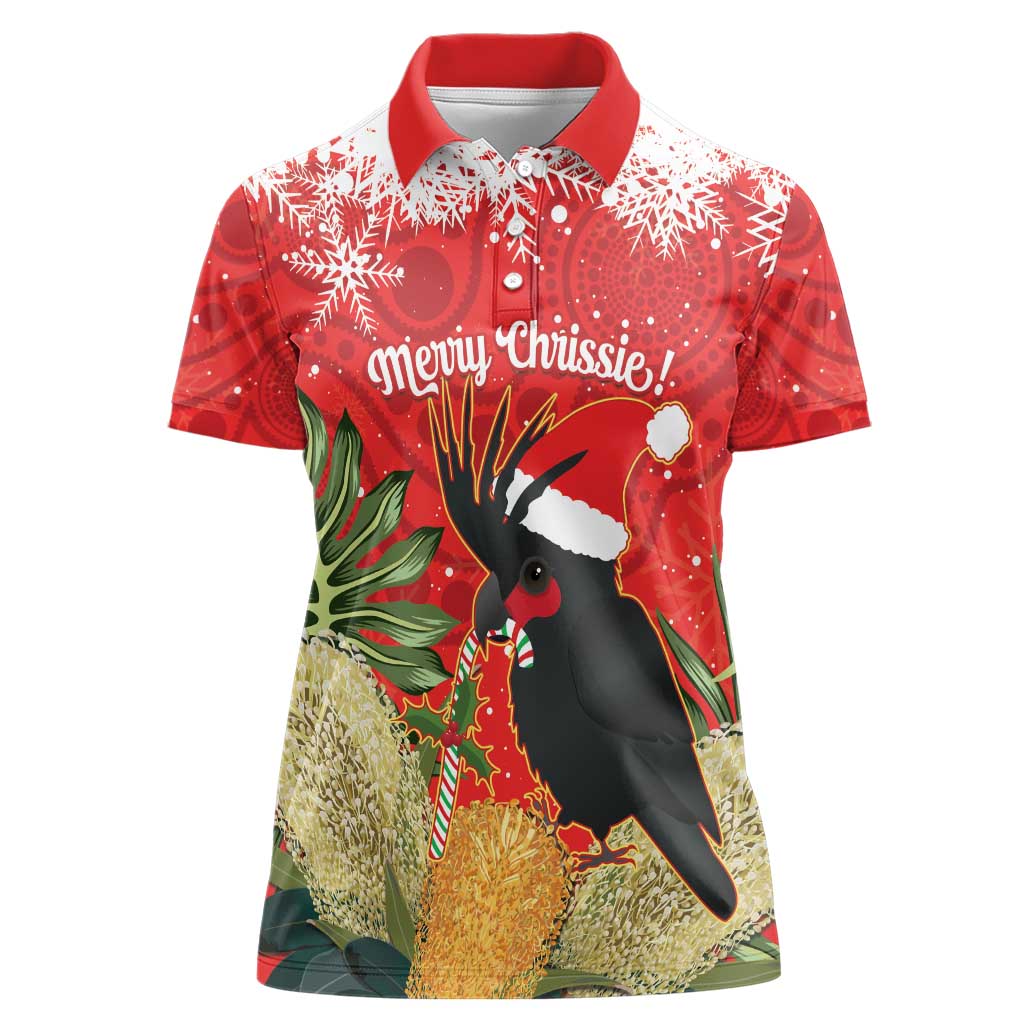Personalised Palm Cockatoo Australia Christmas Women Polo Shirt Merry Chrissie - Banksia Flowers