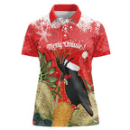 Personalised Palm Cockatoo Australia Christmas Women Polo Shirt Merry Chrissie - Banksia Flowers