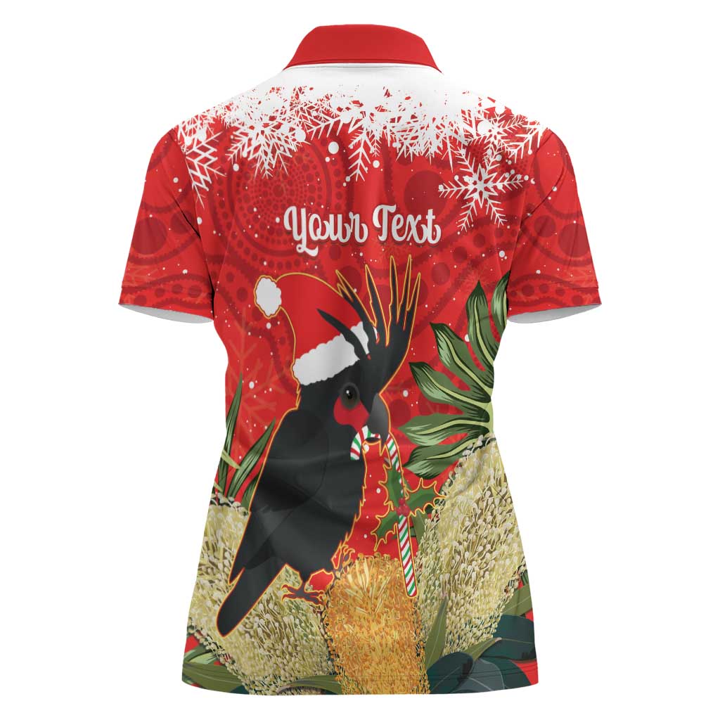 Personalised Palm Cockatoo Australia Christmas Women Polo Shirt Merry Chrissie - Banksia Flowers