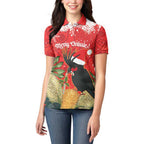 Personalised Palm Cockatoo Australia Christmas Women Polo Shirt Merry Chrissie - Banksia Flowers