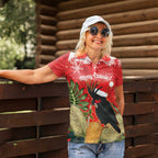 Personalised Palm Cockatoo Australia Christmas Women Polo Shirt Merry Chrissie - Banksia Flowers