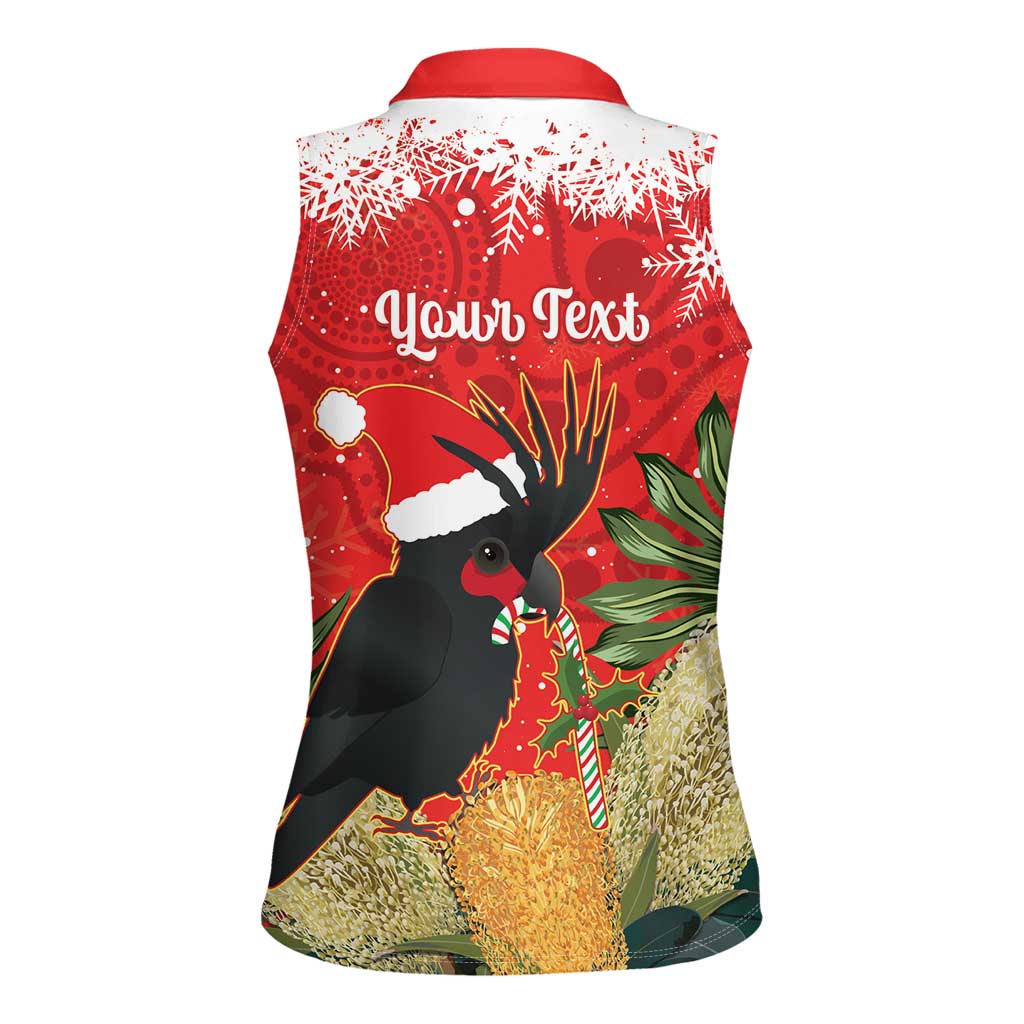Personalised Palm Cockatoo Australia Christmas Women Sleeveless Polo Shirt Merry Chrissie - Banksia Flowers