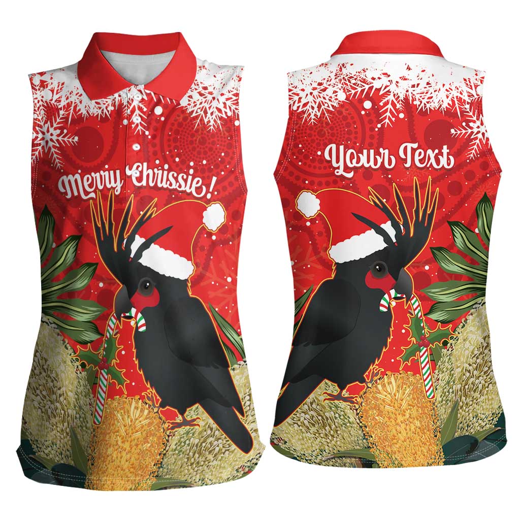 Personalised Palm Cockatoo Australia Christmas Women Sleeveless Polo Shirt Merry Chrissie - Banksia Flowers